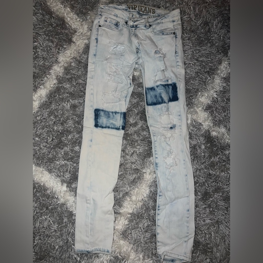 VIP Blue Skinny Jeans with Distressed Details